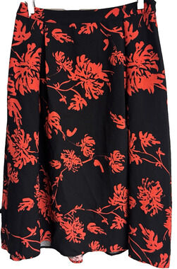 Who What Wear Red Black Full Skirt Womens Size 4 Pleat Machine Washable New
